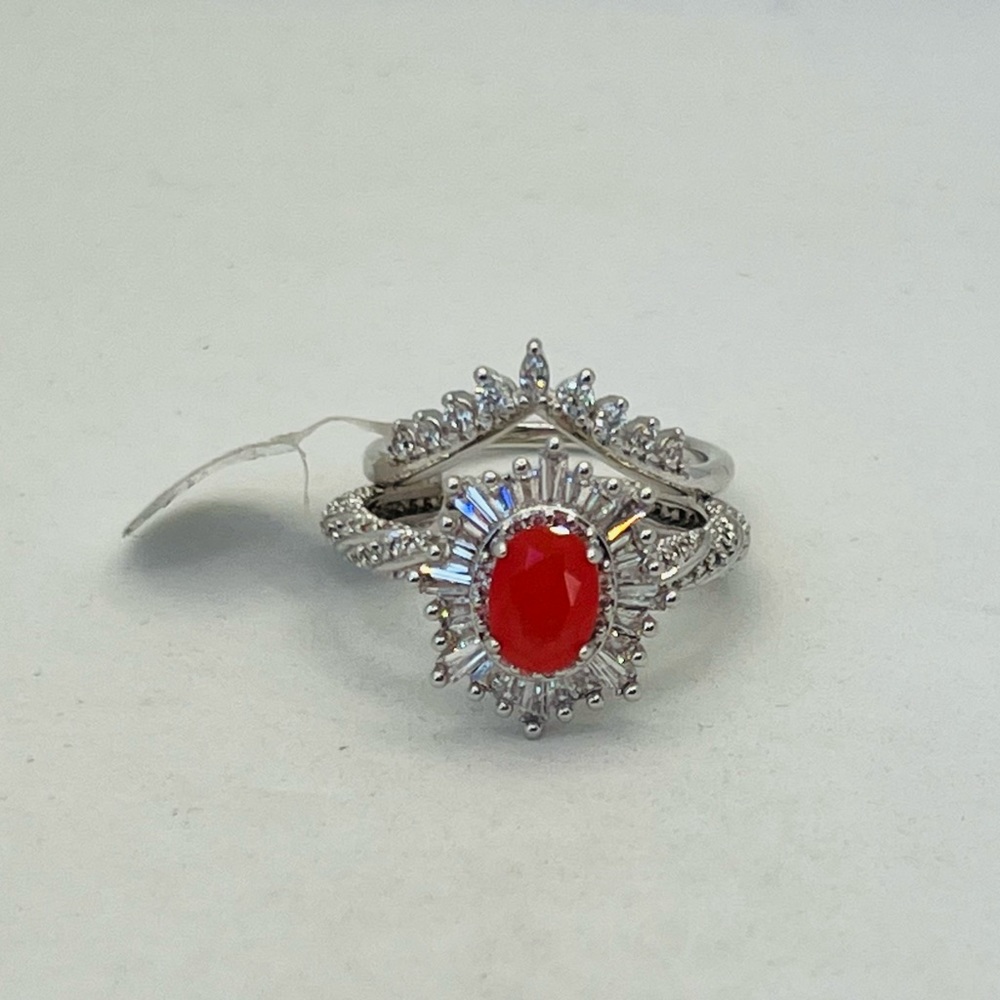 RETRO BOMB PARTY RING  2  PIECE NATURAL FUSION TANGERINE QUARTZ RBP2436 SIZE 9